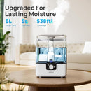 CHIVALZ 6L Humidifiers for Bedroom Large Room Home, Cool Mist Top Fill Humidifiers for Baby Nursery and Plants, 26dB Quiet, Nightlight, Up to 50 Hours, Oil Diffuser 1 Pack + 2 Mist Outlets White by TinyTreasures Baby Boutique