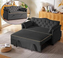 57-Inch Velvet Full Size Sleeper Sofa Couch with Pullout Bed,Convertible Pull Out with Golden Decorative Strip and Adjustable Backrest for Small Spaces,Apartment, Guest Room, RV (Black) by CozyNest Decor