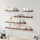 SAUMONIERES Picture Ledge Shelf Floating Book Shelves Set of 2 Wall Mounted Solid Wood for Bedroom Bathroom Living Room Kitchen, 72 Inch Walnut by CozyNest Decor