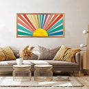 IARTTOP Large Boho Sun Wall Art Framed Wooden Art Wall Decor Sun Geometric Line Sunshine Wall Art for Living Room Bedroom Office 16"" x32, red by CozyNest Decor