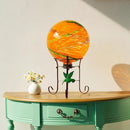 10 Inch Glass Gazing Ball, with 9.4" Tall Metal Gazing Globe Stand, Glass Balls Display Holder Set for Outdoor Garden Lawn Yard Decoration, Sunset Sky by CozyNest Decor