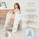 Foldable Toddler Step Stool for Bathroom Sink, Adjustable Kids 3 or 2 Step Stool for Toddlers Bathroom Toilet Potty, Plastic Baby Girl Child Stepping Stool with Handle Rail for Kitchen Counter by TinyTreasures Baby Boutique