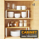 SpaceAid Cabinet Shelf Organizers 2 Pack, Kitchen Counter Rack Shelves Riser, Stackable Expandable Spice Rack, Pantry Cupboard Storage Organization (White and Natural, Long) by CozyNest Decor