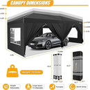 HOTEEL 10x20 Pop up Canopy with 6 Sidewalls, One Push Instant Setup Outdoor Canopy Tent with Reinforce Rod, Weight Bag, for Parties, Events, Black by GreenHaven Gardens