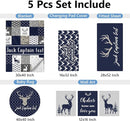 Personalized Baby Bedding Set, 5 Pcs Custom Name Crib Bedding Set, Double Layer Blue Nursery Bedding Set for Baby Boys, Woodland Deer Baby Crib Set, Gifts for Toddlers Infants New Parents by TinyTreasures Baby Boutique