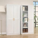 Kitchen Pantry Cabinet,71”White Metal Pantry Storage Cabinet with Doors and 4 Adjustable Shelves,Kitchen Cabinet with 2 Gold Handles,Tall Cabinet for Livingroom,Pantry, Bathroom,Kitchen by CozyNest Decor