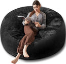 Bean Bag Chair 6Ft, Memory Foam Filled, Large Beanbag Chairs for Adults and Teens, Soft Sofa with Removable Flannel Cover, Round Couch for Living Room Bedroom College Dorm (Black, 6FT-67×67"×24") by CozyNest Decor
