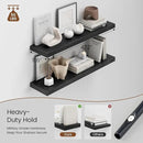 Heimlove 48W x 12D Long Floating Shelf, 12 Inch Deep Black Floating Shelves for Wall Set of 2, Wood Shelves for Bedroom Living Room Bathroom Kitchen Home Office, Wall Shelves with Heavy Duty Bracket by CozyNest Decor