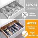 SpaceAid 7-Piece Bamboo Drawer Organizer Storage Boxes Set, Wood Tray Junk Drawer Organizers Multi-Use Divider Bins for Kitchen, Bathroom, Office Desk and Makeup Organization (7 Pack, Navy Blue) by CozyNest Decor