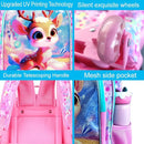Girls Rolling Backpack, Cute Deer Roller Wheels Kids Bookbag - Wheeled Elementary School Bag - 3PCS Deer by TinyTreasures Baby Boutique