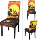 JQinHome Orange Halloween Chair Slipcover, Pumpkin Chair Covers Set of 4, High Stretch Washable Chair Protector Cover for Dining Room, Kitchen,Home Party,Wedding Ceremony(Orange,4PC) by CozyNest Decor