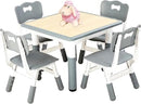 FUNLIO Kids Table and 4 Chairs Set, Height Adjustable Toddler Table and Chair Set for Ages 3-8, Easy to Wipe Arts & Crafts Table, for Classrooms/Daycares/Homes, CPC & CE Approved (5-Piece Set) - Gray by CozyNest Decor