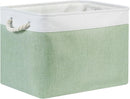 Bidtakay Baskets Fabric Closet Organizer Set of 2 Green Collapsible Storage Bins with Handles 16x12x12 in Large Decorative Tall Baskets for Shelves Nursery Baby Toys Storage Living Room Decor by TinyTreasures Baby Boutique