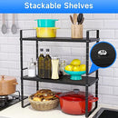 Expandable Cabinet Shelf Organizer, Stackable Kitchen Pantry Counter Storage, Adjustable Closet Cupboard Stand Rack Risers Spice Organization 80LBS Heavy Duty Black Small 1 Pack by CozyNest Decor