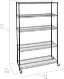 Seville Classics UltraDurable Heavy Duty NSF Solid Steel Wire Rack Storage Unit, Organizer for Garage, Warehouse, Office, Restaurant, Classroom, Kitchen, Black, 5-Tier Shelving, 48" W x 18" D by CozyNest Decor