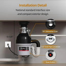 3/4 HP Batch Feed Garbage Disposal, TECASA Stainless Steel Food Waste Grinding System for Kitchen Sink Food Waste, Power Cord Included, Sound Reduction, Grey and Black - HyperCrush 75 BF by CozyNest Decor