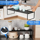 Expandable Cabinet Shelf Organizers, Kitchen Small Stand Rack Organization for Tabletop Countertop Cupborad Pantry, Black 2 Pack by CozyNest Decor