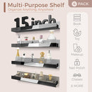 4 Pack 15 Inch Black Reflective Acrylic Shelves, Black Floating Shelves, Modern Sunglasses Essential Oil Picture Ledge Display Toy Storage Shelf by TinyTreasures Baby Boutique