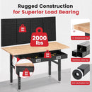 Workbench for Garage 60 x 22 Inch Adjustable Height Work Table with Drawers Heavy Duty Rubberwood Tabletop Work Bench with Pegboard, Power Outlets for Office Home Commercial by GreenHaven Gardens