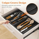 Lifewit Utensil Drawer Organizer, Expendable Cooking Silverware Tray for Kitchen Drawer, Bamboo Adjustable Cutlery Flatware Holder, Spatula Tools and Gadgets Storage Divider, 4 Compartments, Black by CozyNest Decor