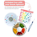 GoBe Kids Small Snack Spinner Flip Bundle with Hand Strap and Sticker Sheet - Reusable Snack Container with 5 Compartment Dispenser and Lid | BPA/PVC Free | Dishwasher Safe | No Spill- Mint Green by TinyTreasures Baby Boutique