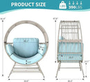 Egg Chair Outdoor Indoor, Oversized Rattan Chair with Thicken Cushion, 350LBS Capacity Wicker Patio Lounge Chair, Basket Chair for Living Room Balcony Porch Backyard, Blue by CozyNest Decor