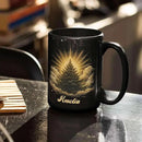 Spiritual Nature Themed Ceramic Cup, Custom Name Coffee Mug 11oz or 15oz, Personalized Pine Tree Black Cup for Christmas, Custom Winter Season Coffee Mug, Gifts for Friends, Family by CozyNest Decor