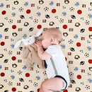 Wowelife Sports Mini Crib Bedding Set Boys Brown 3PCs Mini Crib Comforter Set Basketball Baseball Rugby Nursery Bedding Sets for Boys with Soft Comforter, Crib Skirt and 38x24 Sheet, Brown by TinyTreasures Baby Boutique