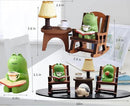7 Pcs Cute Frog Rocking Chair Set with Miniature Frog Figurines, Mini cat, and Whimsical Trinkets - Versatile Decor for Office, Home, Yard, Patio, and Lawn by GreenHaven Gardens