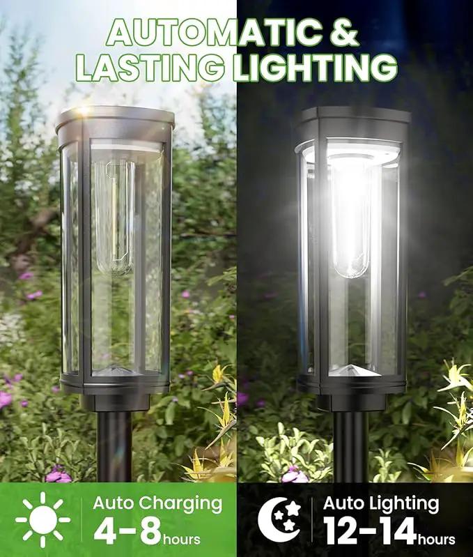 Bright Solar Pathway Lights Outdoor, 8 Pack Solar Garden Lights for Outside Waterproof IP65, Auto On/Off Outdoor Light for Yard Garden Lawn Walkway Driveway Landscape Lighting, photo 5 of 8