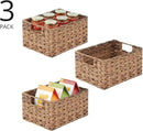 mDesign Woven Farmhouse Kitchen Pantry Food Storage Organizer Basket Bin Box - Container Organization for Cabinets, Cupboards, Shelves, Countertops - Store Potatoes, Onions, Fruit, 3 Pack, Brown Ombre by CozyNest Decor