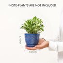 Sureasy Ceramic Plant Pots, 4.7 Inch Flower Pots for Indoor Plants, Succulent Pots with Saucer and Drainage Hole, Decorative Planter for Succulent, Cactus, Set of 4, Blue by GreenHaven Gardens