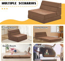 jela Foldable Sofa Bed Large Soft Foam Convertible Sleeper Chair Luxury Miss Fabric Fold Out Chair Bed Floor Couch with Back Support Floor Sofa for Living Room Bedroom (83"x33",Coffee Brown) by CozyNest Decor