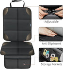Car Seat Protector for Child Carseat, 1 Pack Protect Car Seats Cover for Baby with Thickest Padding and Non-Slip Padded Backing Mesh Pockets Kids Pets Car Back Seat Protectors(Darkgrey) by TinyTreasures Baby Boutique