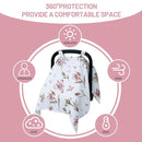80S Muslin Car Seat Cover for Babies - Soft & Breathable Infant Carrier Canopy, Lightweight Sunshade for Summer, Universal Fit for Baby Boys & Girls by TinyTreasures Baby Boutique