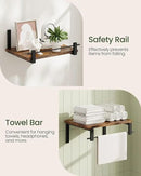 Deep Floating Shelves for Wall, 12 inch Wall Mounted Shelves Set of 2, Wide Floating Shelves for Living Room, Bedroom, Study, Bathroom, Rustic Brown and Black TBJ02P2BF by CozyNest Decor