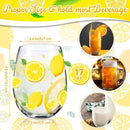 Sliner 2 Pack Lemon Stemless Wine Glasses 17oz Lemon Drinking Glasses Clear Stemless Wine Tumbler Unique Gift for Wedding, Mother's Day Birthday Drinking Party by CozyNest Decor