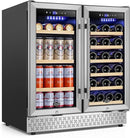 Tylza 30 Inch Wine and Beverage Refrigerator, Dual Zone Wine Beverage Cooler 30" with French Door, Under Counter Wine Beer Fridge Built-In or Freestanding, Holds 29 Bottles and 110 Cans TYBC200 by CozyNest Decor