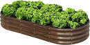 SnugNiture 6x3x1ft Raised Garden Bed Kit, Outdoor Oval Metal Garden Planter, Ground Planter Box for Gardening Vegetables Flowers, Brown by GreenHaven Gardens