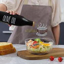 HOMCDALY Olive Oil and Vinegar Dispenser Set, Ceramic Oil and Vinegar Bottles with Bamboo Tray, 16.9oz Kitchen Cruet - Set of 2 - Black by CozyNest Decor