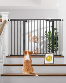 Cumbor 29.7-48" Baby Gate for Stairs, Mom's Choice Awards Winner-Dog Gate for Doorways, Auto Close Safety Pet Gate for Dogs Indoor, Easy Install Pressure Mounted Child Gate with Walk Thru Door, Black by TinyTreasures Baby Boutique