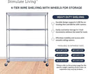 60"x18"x72" Prime Heavy Duty Chrome 4-Tier Wire Shelving NSF 3200 LBS MAX Capacity Storage Rack for Commercial, Hospital, School, Garage, and Kitchen Uses (with Wheels) by CozyNest Decor