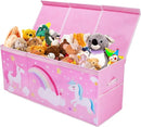 Unicorn Extra Large Toy Box Chest with Flip Lid for Kids, Collapsible Oxford Toy Storage Box with Handles Mesh Pockets, Sturdy Waterproof Toy Box for Bedroom Playroom, 37.7×12.5×15.7 Inch by TinyTreasures Baby Boutique