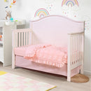 Cloele 3 Pieces Crib Bedding Set for Girls,Standard Size Pink Ruffled Nursery Crib Baby Bedding Set Includes Comforter Fitted Sheet Crib Skirt -Girls Solid Seersucker Ruffle Quilt by TinyTreasures Baby Boutique