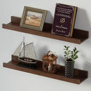 SAUMONIERES Picture Ledge Shelf Floating Book Shelves Set of 2 Wall Mounted Solid Wood for Bedroom Bathroom Living Room Kitchen, 24 Inch Walnut by CozyNest Decor