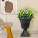Worth Garden 2-Pack Plastic Urn Planters for Outdoor Plants, 22'' Black Tall Round Classic Resin Traditional Flower Pots - 15 in. Dia. Large Imitation Stone Decorative Pot Patio Deck Front Porch by CozyNest Decor