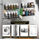 Magnetic Spice Rack for Refrigerator,Magnetic Shelf Fridge Organizer for Kitchen, Spice Rack Space Saver Container for Kitchen/Apartment, Drill Free, Black 6 Pack
