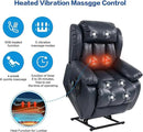 MAEVIS Power Recliner Chair, Lay Flat Sleeping Lift Chairs Recliner for Elderly with Heat and Massage,Comfy Real Breathable Leather Recliners with Dual OKIN Motor for Living Room (Blue) by CozyNest Decor