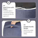 Inflatable Ottoman Stool D21 xH9 for Outdoor/Indoor Use, Water Repellent Patio Foot Rest Stool with Portable Handle,Round Pouf Ottoman Suitable for Garden,Deck and Camping - Textured Navy by CozyNest Decor