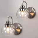 Farmhouse Gooseneck Wall Sconces Set of Two, Bathroom Brushed Nickel Vanity Light, Modern Indoor Wall Light Fixtures with Clear Glass for Bathroom Beside Mirror Living Room Hallway(Brushed Nickel) by CozyNest Decor